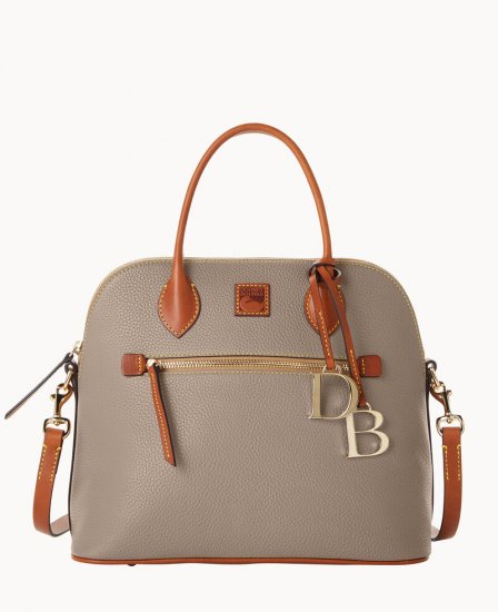 Dooney Pebble Grain Large Domed Satchel Taupe ID-S1pRTUCT - Click Image to Close