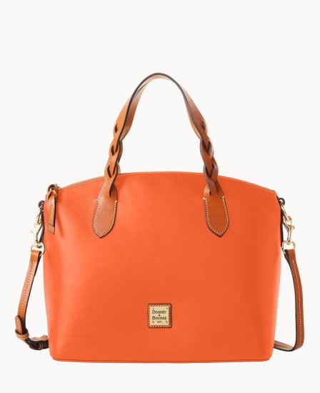 Dooney Wexford Leather Celeste Satchel Coral ID-ymEXnIla - Click Image to Close