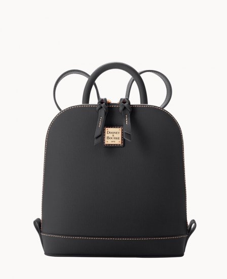 Dooney Saffiano Small Zip Pod Backpack Black ID-1SplYyAT - Click Image to Close