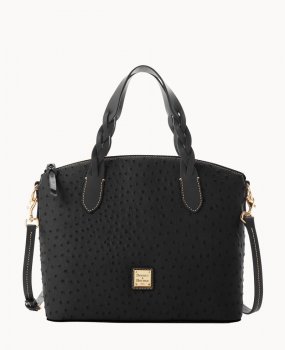 Dooney Ostrich Celeste Satchel Black ID-bPv6robO