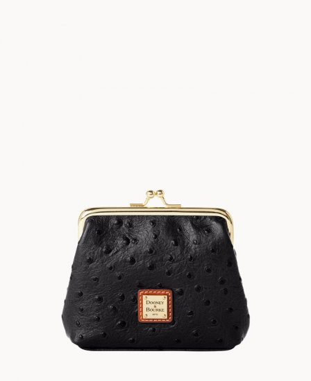 Dooney Ostrich Large Frame Purse Black ID-R3W8bcyP - Click Image to Close