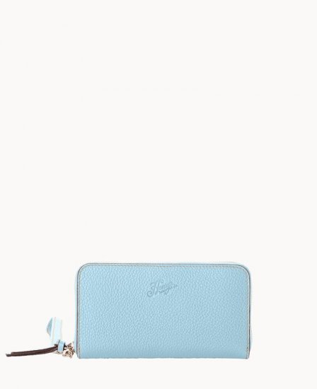 Dooney Henrys Medium Zip Around Wristlet Turquoise ID-BjHyAieH - Click Image to Close