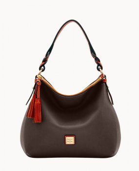 Dooney Pebble Grain Twist Strap Hobo Brown Tmoro ID-HqBTLOpB