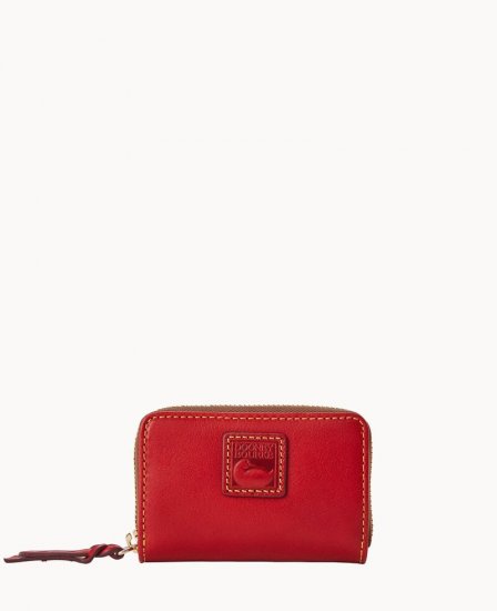 Dooney Florentine Large Zip Around Credit Card Case Red ID-HINk5ZpU - Click Image to Close