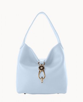 Dooney Pebble Grain Small Logo Lock Sac Glacier Blue ID-flOC7hT1