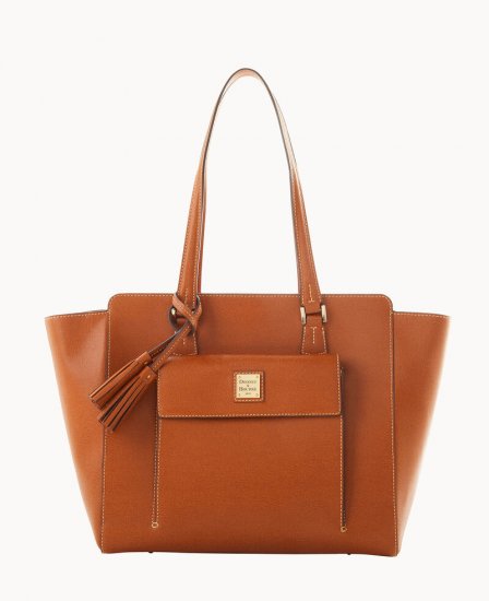 Dooney Saffiano East West Shopper Natural ID-A5BdOLxB - Click Image to Close