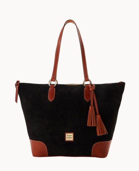 Dooney Suede Career Tote Black ID-NJCjcyKM - Click Image to Close