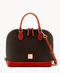 Dooney Pebble Grain Zip Zip Satchel Brown Tmoro ID-xJc5CVvd