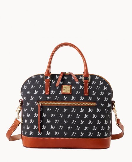 Dooney MLB Athletics Domed Zip Satchel ATHLETICS ID-7Dklsq86 - Click Image to Close