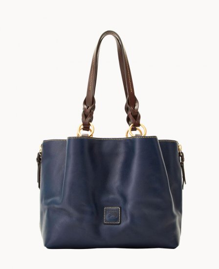 Dooney Florentine Large Zip Barlow Navy ID-3Sa8cv0W - Click Image to Close