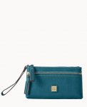 Dooney Saffiano Double Zip Wristlet Deep Teal ID-bctGDKZO