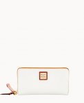 Dooney Pebble Grain Large Zip Around Wristlet White ID-fmFsEt5u