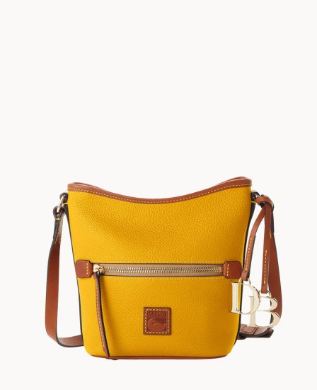 Dooney Pebble Grain Small Zip Sac Mustard ID-w0XKjrSb - Click Image to Close