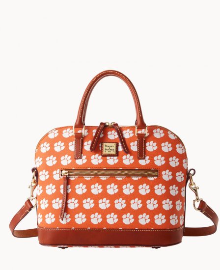 Dooney Collegiate Clemson Domed Zip Satchel CLEMSON ID-U4PYZQrT - Click Image to Close