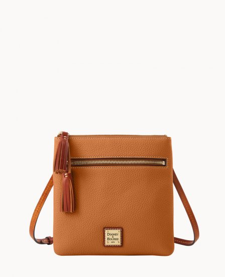 Dooney Pebble Grain Double Zip Tassel Crossbody Sand ID-OAw7kTtJ - Click Image to Close