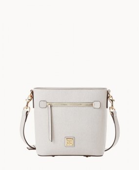 Dooney Saffiano Small Zip Crossbody Ecru ID-b5Su7m2P