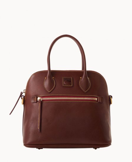 Dooney Florentine Domed Satchel Chestnut ID-D5KiiWve - Click Image to Close