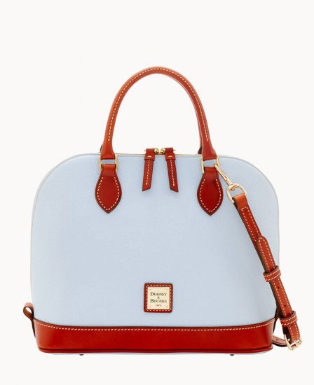 Dooney Pebble Grain Zip Zip Satchel Glacier Blue ID-it9H8nEr - Click Image to Close