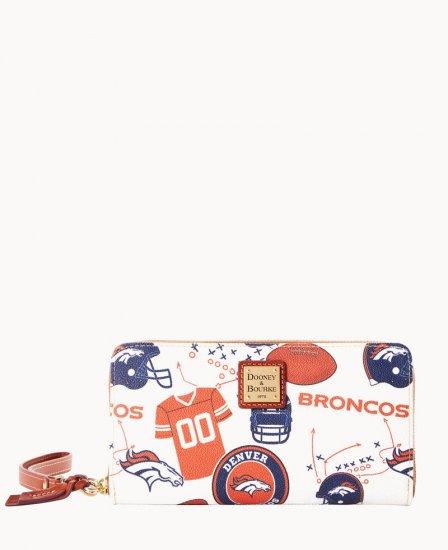 Dooney NFL Broncos Large Zip Around Wristlet BRONCOS ID-3XyKZTDo - Click Image to Close