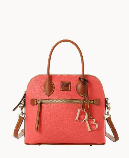 Dooney Pebble Grain Domed Satchel Geranium ID-TrxFjDrD - Click Image to Close