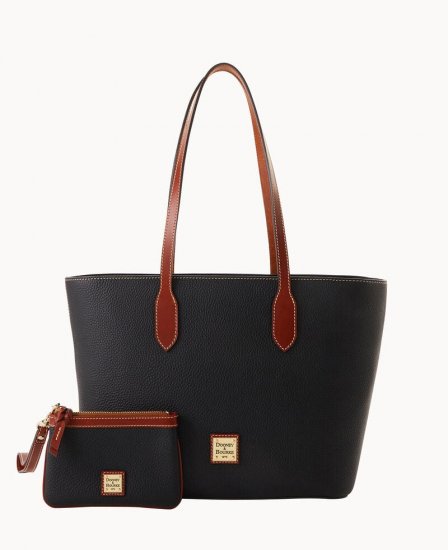 Dooney Pebble Grain Tote With Medium Wristlet Black ID-maZB25oQ - Click Image to Close