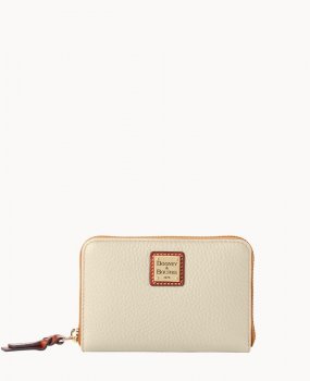 Dooney Pebble Grain Medium Zip Around Wallet Bone ID-KuY9OeeY