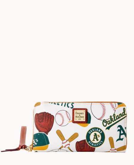 Dooney MLB Athletics Large Zip Around Wristlet ATHLETICS ID-v9UOvlns - Click Image to Close