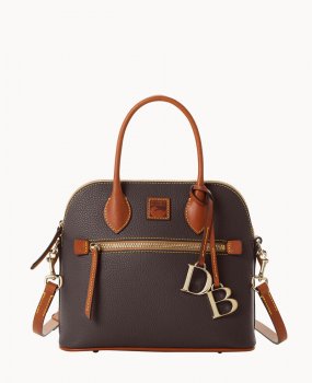 Dooney Pebble Grain Domed Satchel Brown Tmoro ID-sfyZcCR6