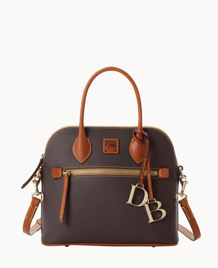 Dooney Pebble Grain Domed Satchel Brown Tmoro ID-sfyZcCR6 - Click Image to Close