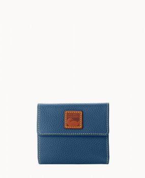 Dooney Pebble Grain Small Flap Credit Card Wallet Jeans ID-A6t6BVMX