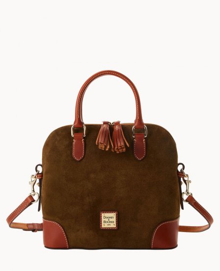 Dooney Suede Domed Satchel Olive ID-gzt1xQFs - Click Image to Close