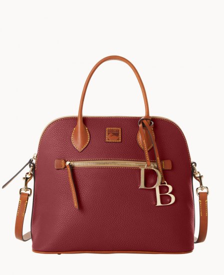 Dooney Pebble Grain Large Domed Satchel Wine ID-VlJDmgou - Click Image to Close