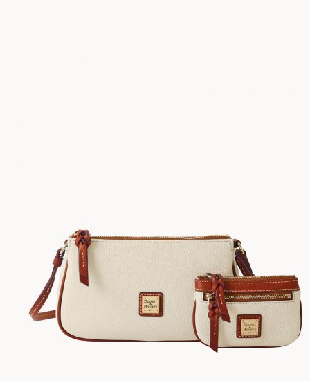 Dooney Pebble Grain Lexi Crossbody chr(38) Small Coin Case Bone ID-LSJ1yln1 - Click Image to Close