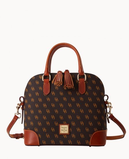 Dooney Gretta Domed Satchel Brown Tmoro ID-3CvNgfTG - Click Image to Close