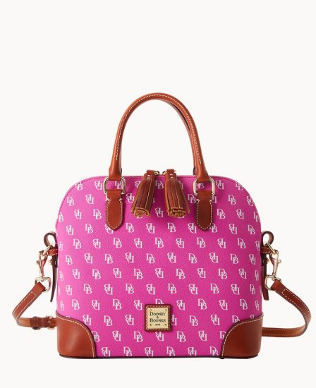 Dooney Gretta Domed Satchel Fuchsia ID-Jt5aibzY - Click Image to Close