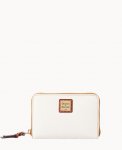 Dooney Pebble Grain Medium Zip Around Wallet White ID-MmSCCjlH