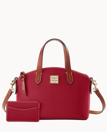 Dooney Pebble Grain Ruby Bag With Card Case Wine ID-1DsY2yaL - Click Image to Close