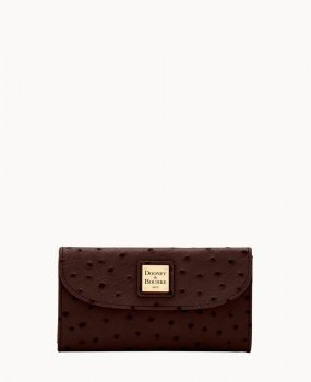 Dooney Ostrich Continental Clutch Brown Tmoro ID-yAHsvQuT