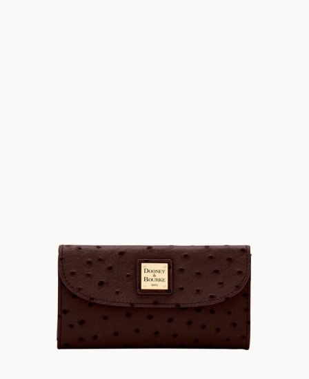 Dooney Ostrich Continental Clutch Brown Tmoro ID-yAHsvQuT - Click Image to Close