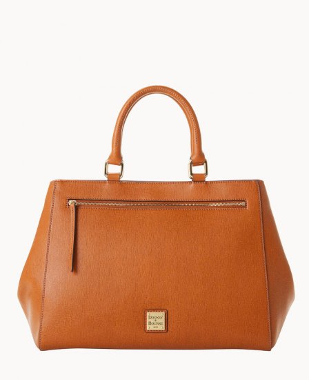 Dooney Saffiano Zip Satchel Natural ID-J9x40fXw - Click Image to Close