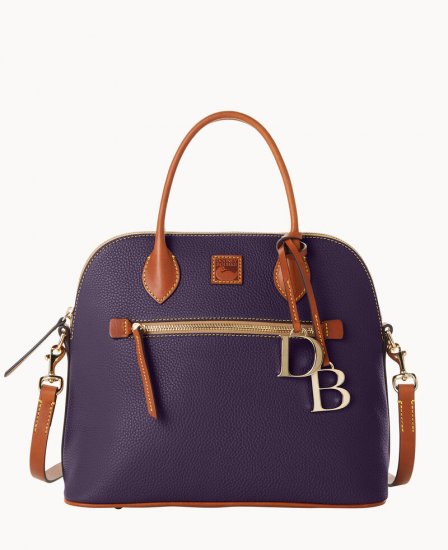 Dooney Pebble Grain Large Domed Satchel Plum Wine ID-5ocHxI15 - Click Image to Close