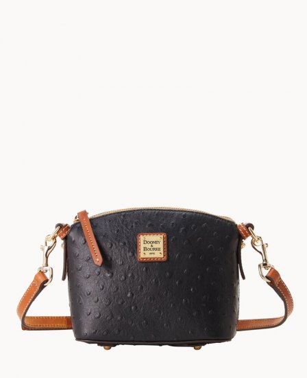 Dooney Ostrich Mini Domed Crossbody Black ID-N4Tc2KP6 - Click Image to Close